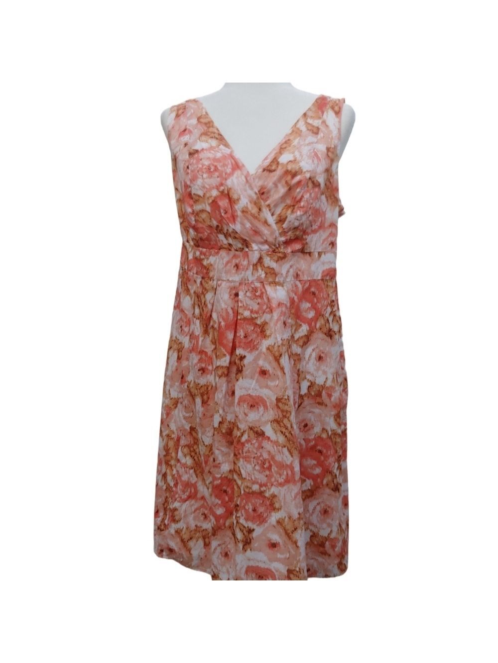 Lands' End New Cotton Floral Dress with Wrap V-Neck in Peach Multi size 14 NWT - Picture 8 of 16